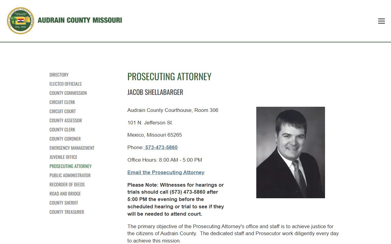 Audrain County Prosecuting Attorney contact page
